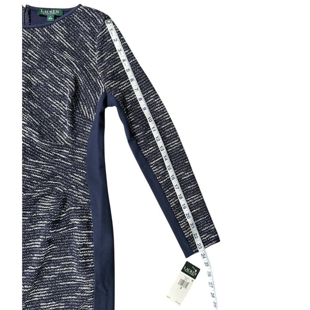 Lauren Ralph Lauren Navy Tweed Sheath Dress Size 8 NWT Long Sleeve Professional - Picture 9 of 11